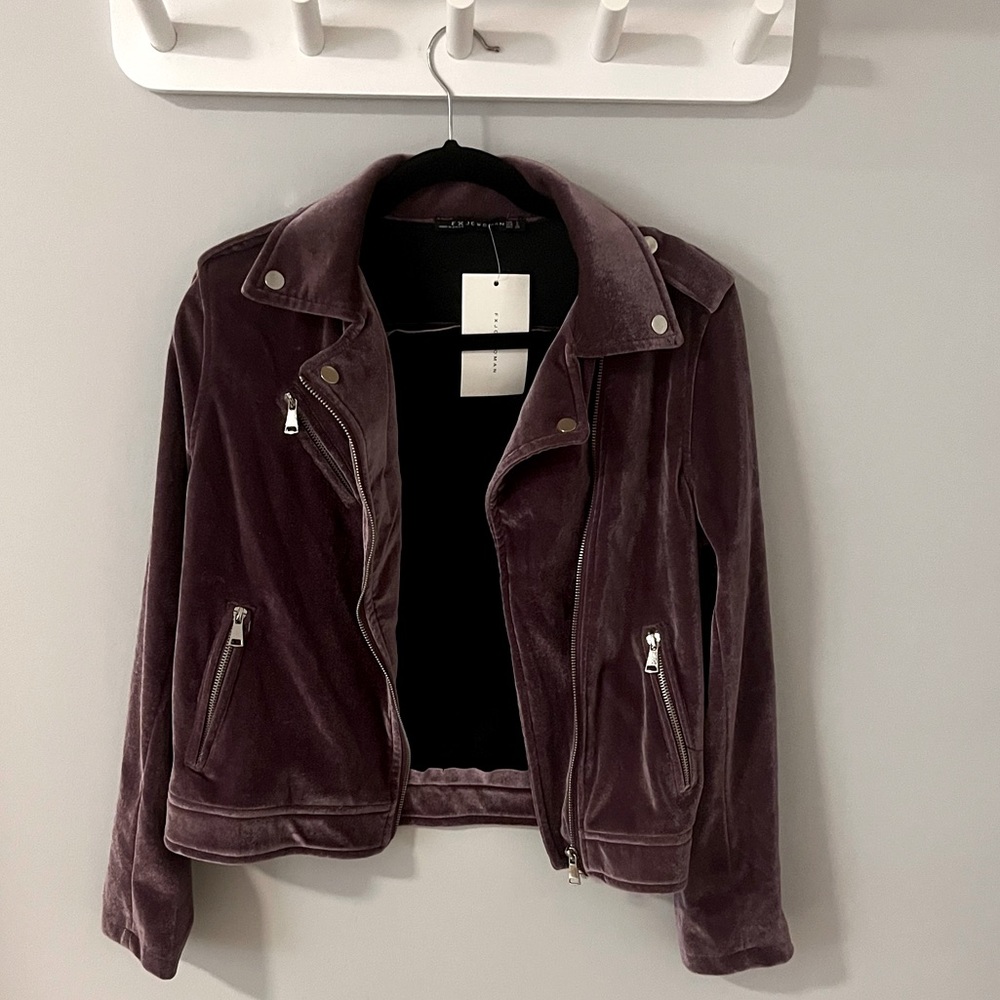 Luxurious Velvet Moto Jacket in Rich Purple